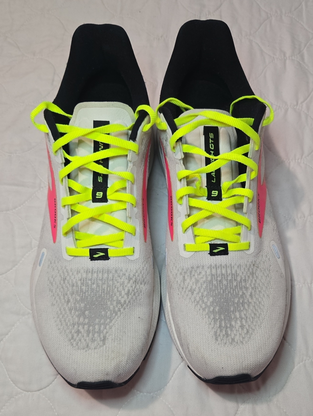Brooks Athletic Shoes White with Neon Yellow and Pink Accents